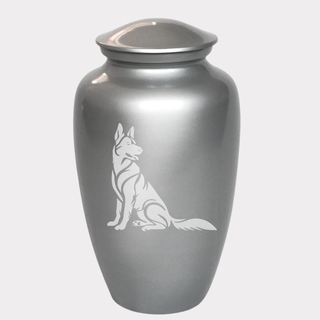 Alert German Shepherd Dog Cremation Urn