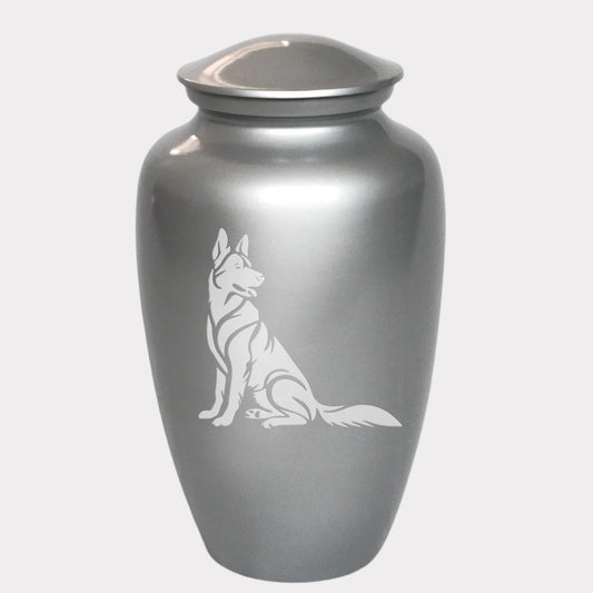 Alert German Shepherd Dog Cremation Urn