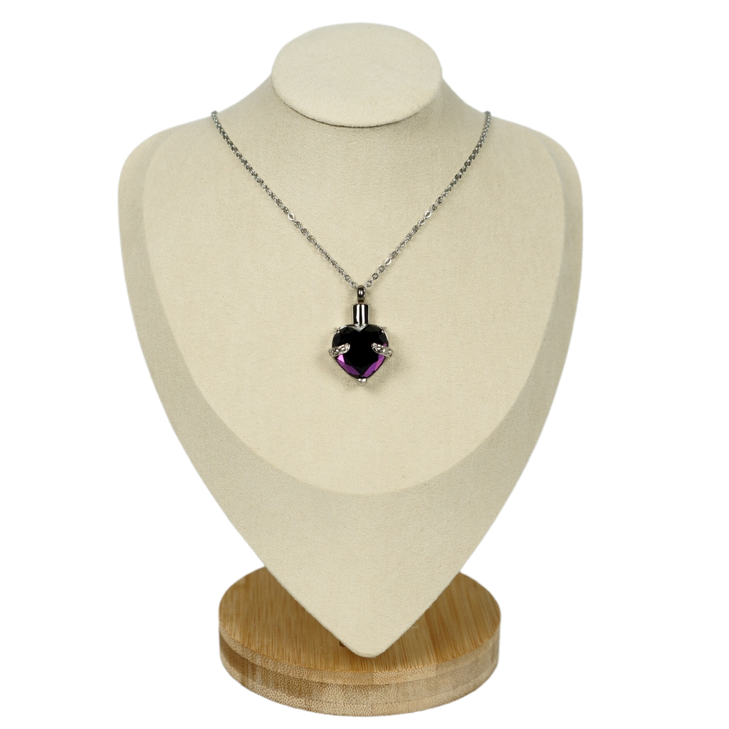 Amethyst Heart Cremation Pendant