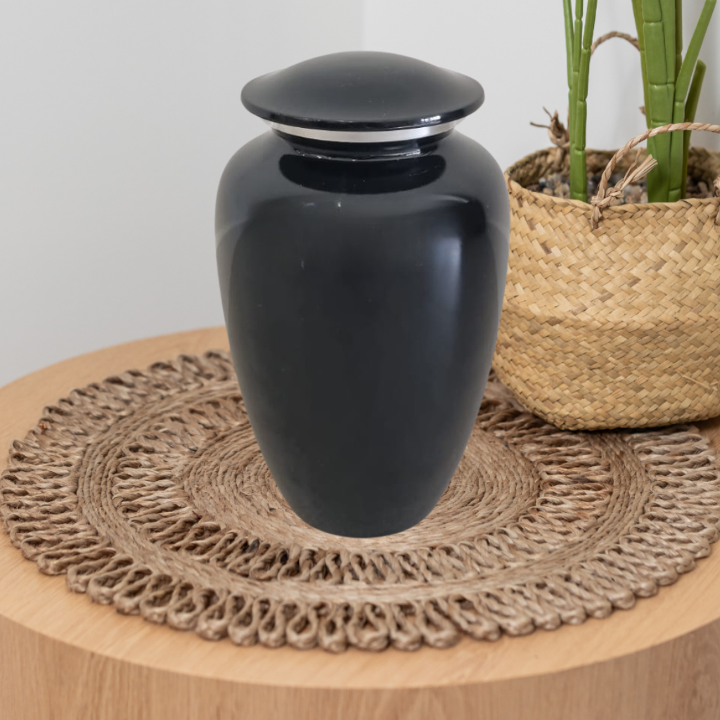 Classic Black Cremation Urn - Customisable