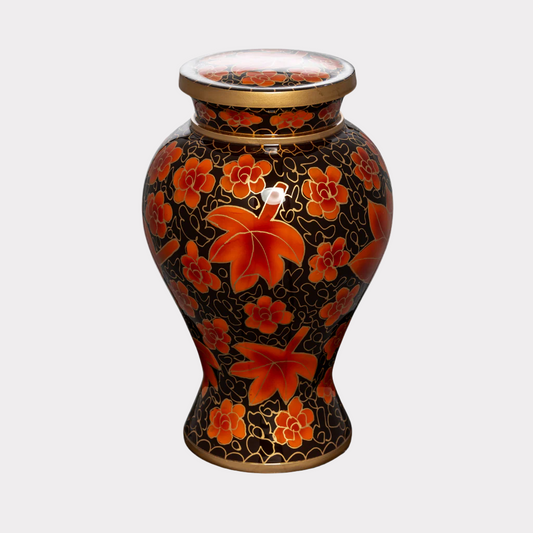 Cloisonné Leaves Cremation Urn