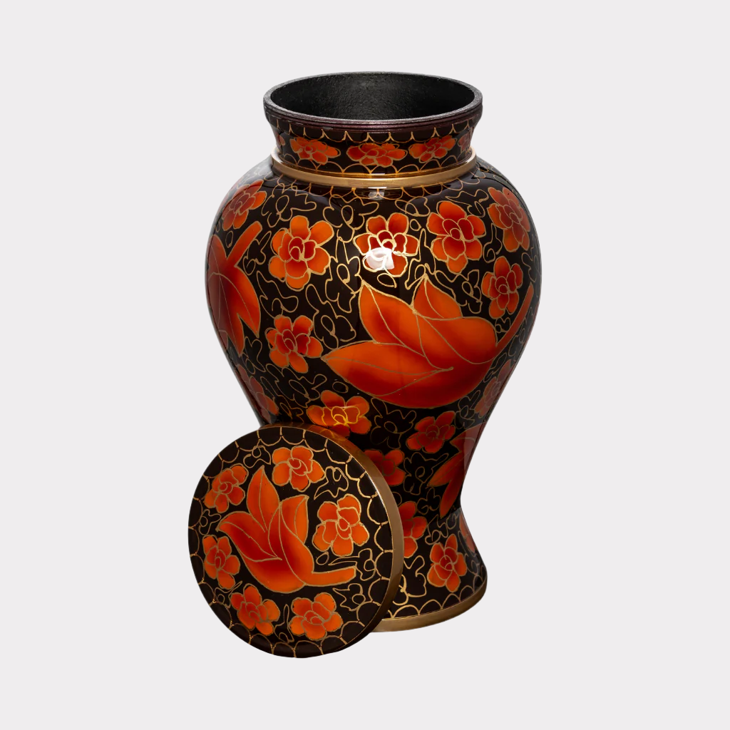 Cloisonné Leaves Cremation Urn