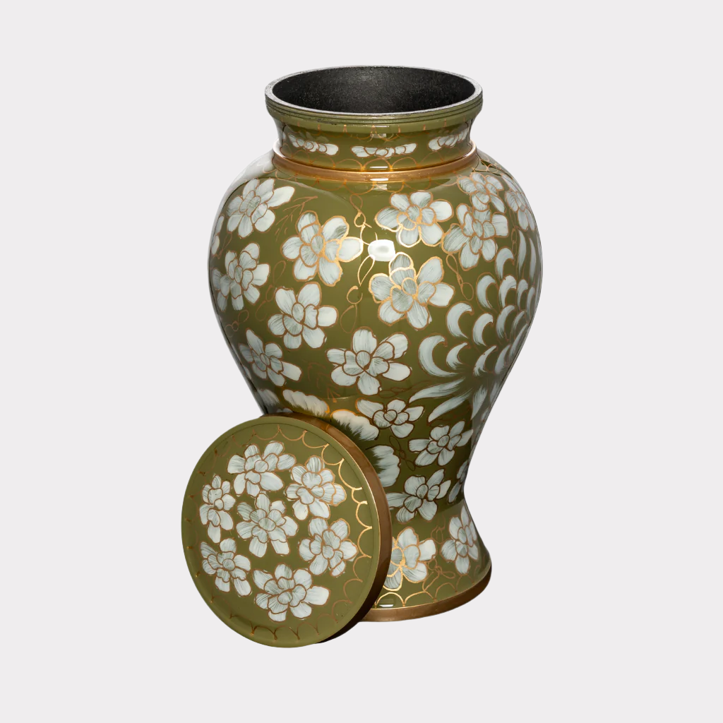 Cloisonné Lilies Cremation Urn