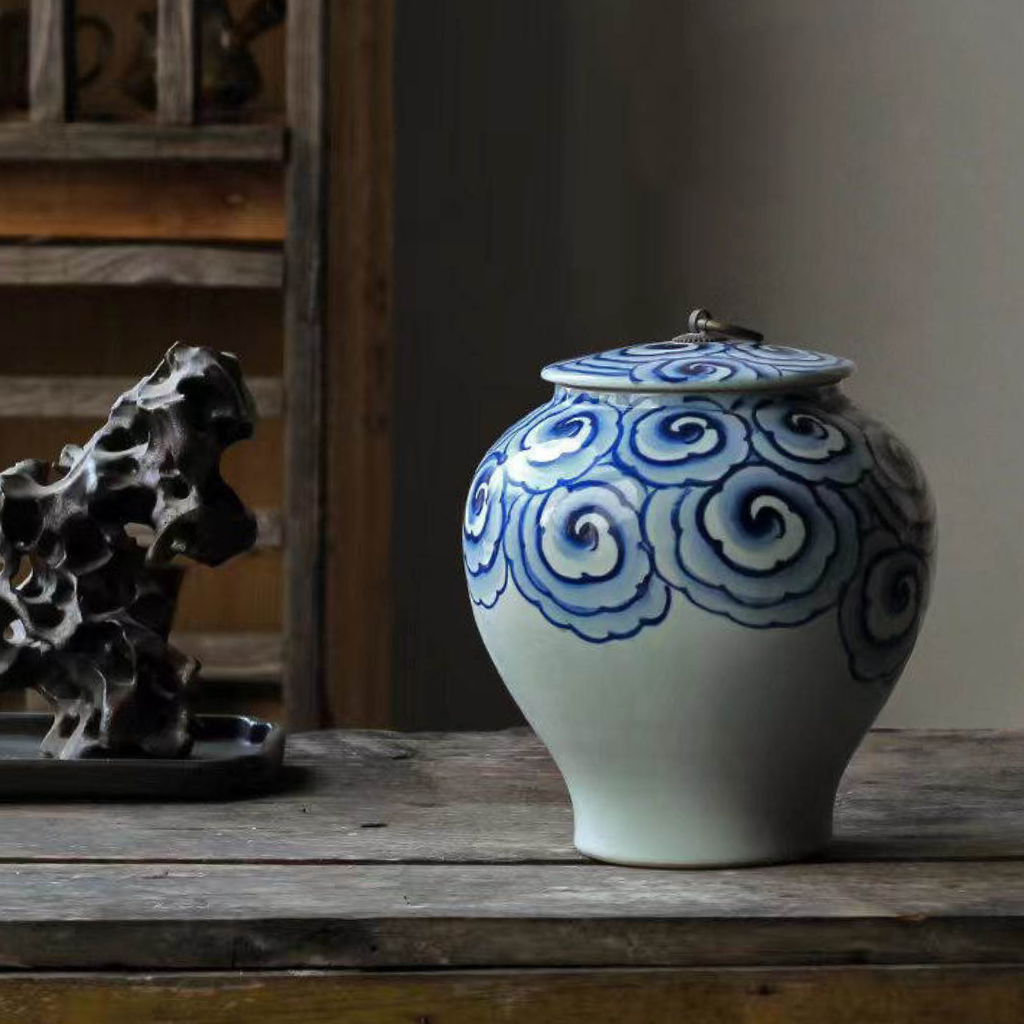 Cloudy Porcelain Cremation Urn