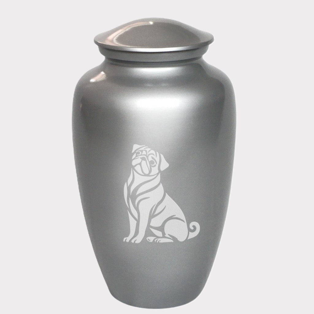 Curious Pug Dog Cremation Urn