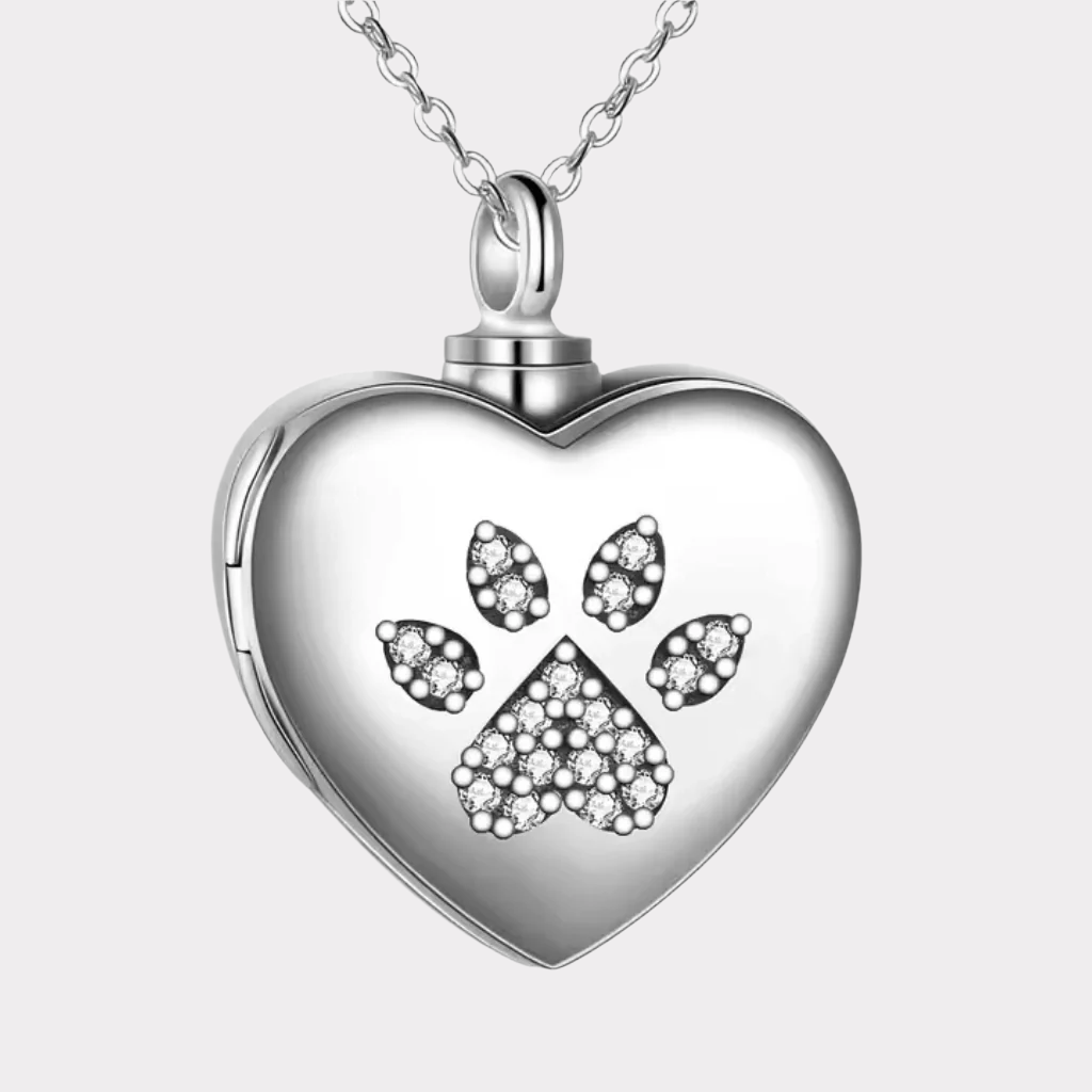 Diamond Paw Cremation Locket