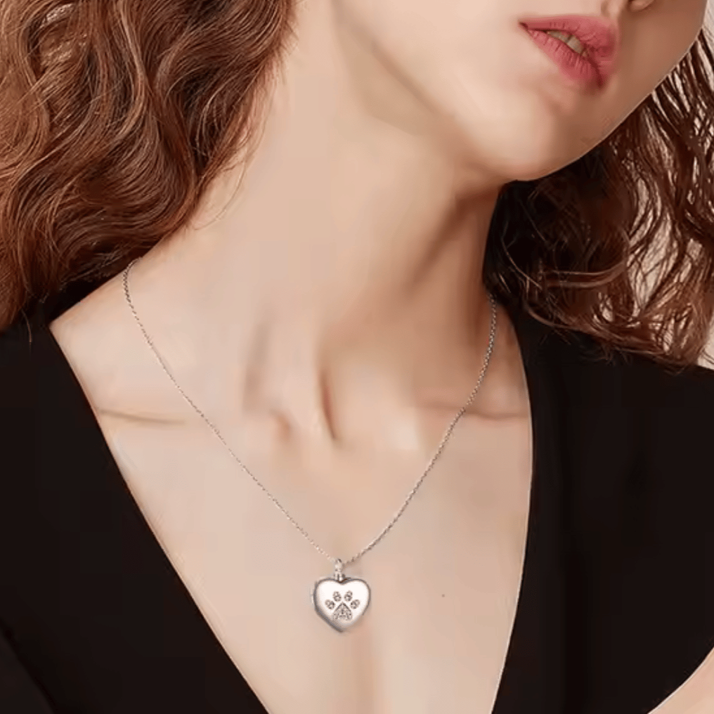 Diamond Paw Cremation Locket