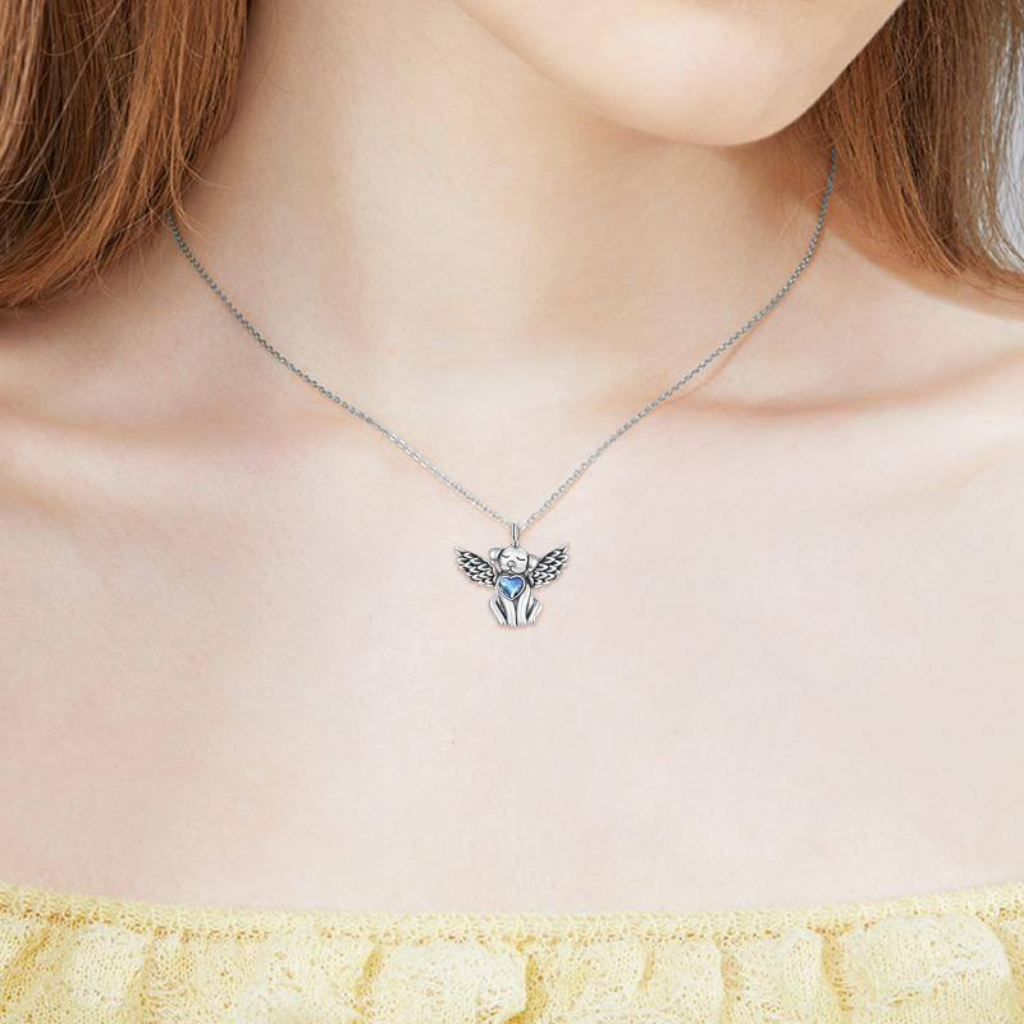 Dog Angel Cremation Necklace