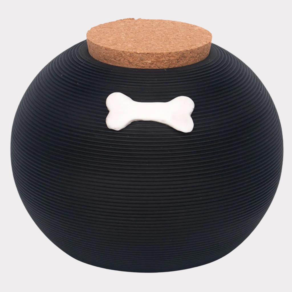 Dogs Bone Ceramic Cremation Urn Black