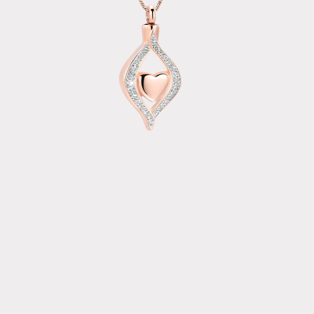 Eternal Heart Rose Gold Cremation Necklace – Affordable Urns