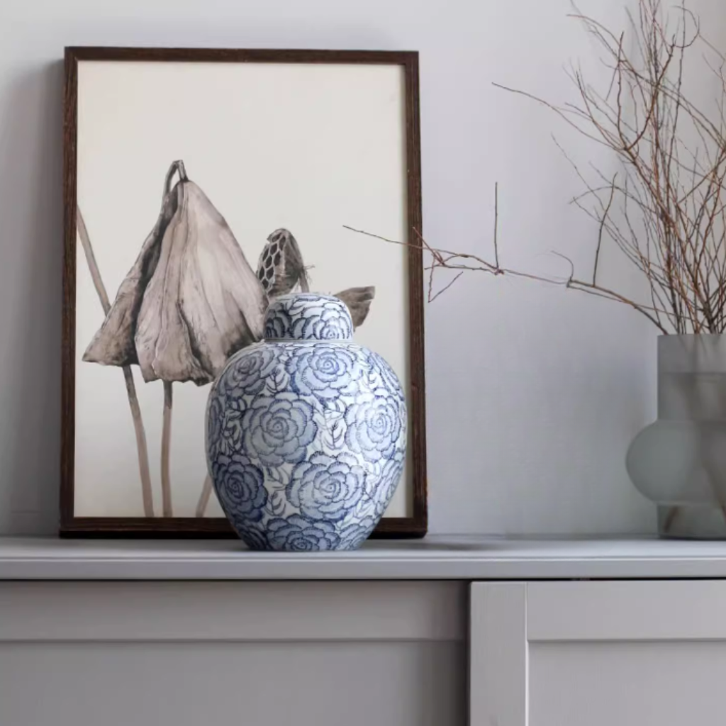 Floral Porcelain Cremation Urn