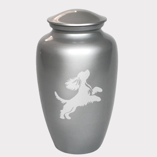 Jumping Cavalier King Charles Spaniel Dog Cremation Urn