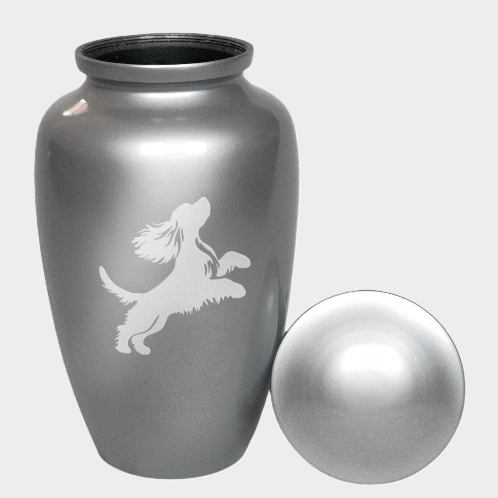 Jumping Cavalier King Charles Spaniel Dog Cremation Urn