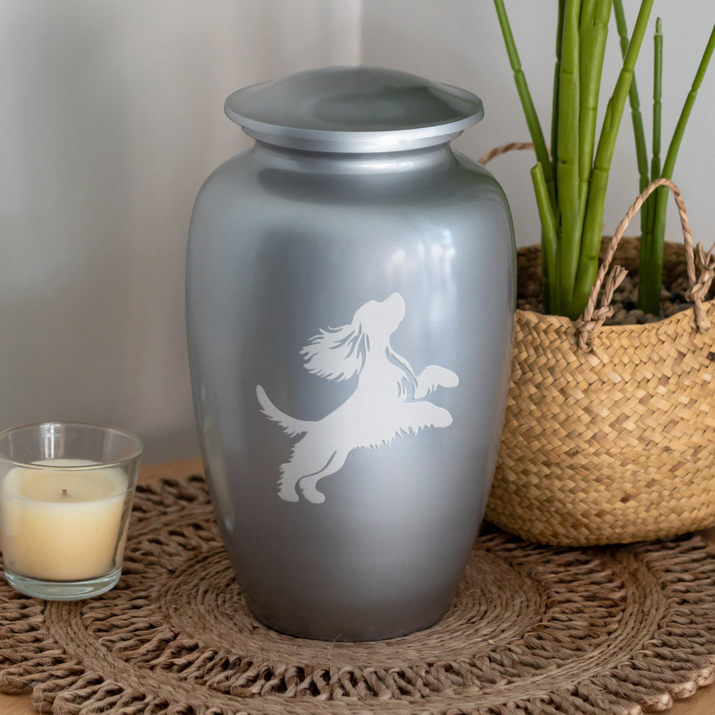 Jumping Cavalier King Charles Spaniel Dog Cremation Urn