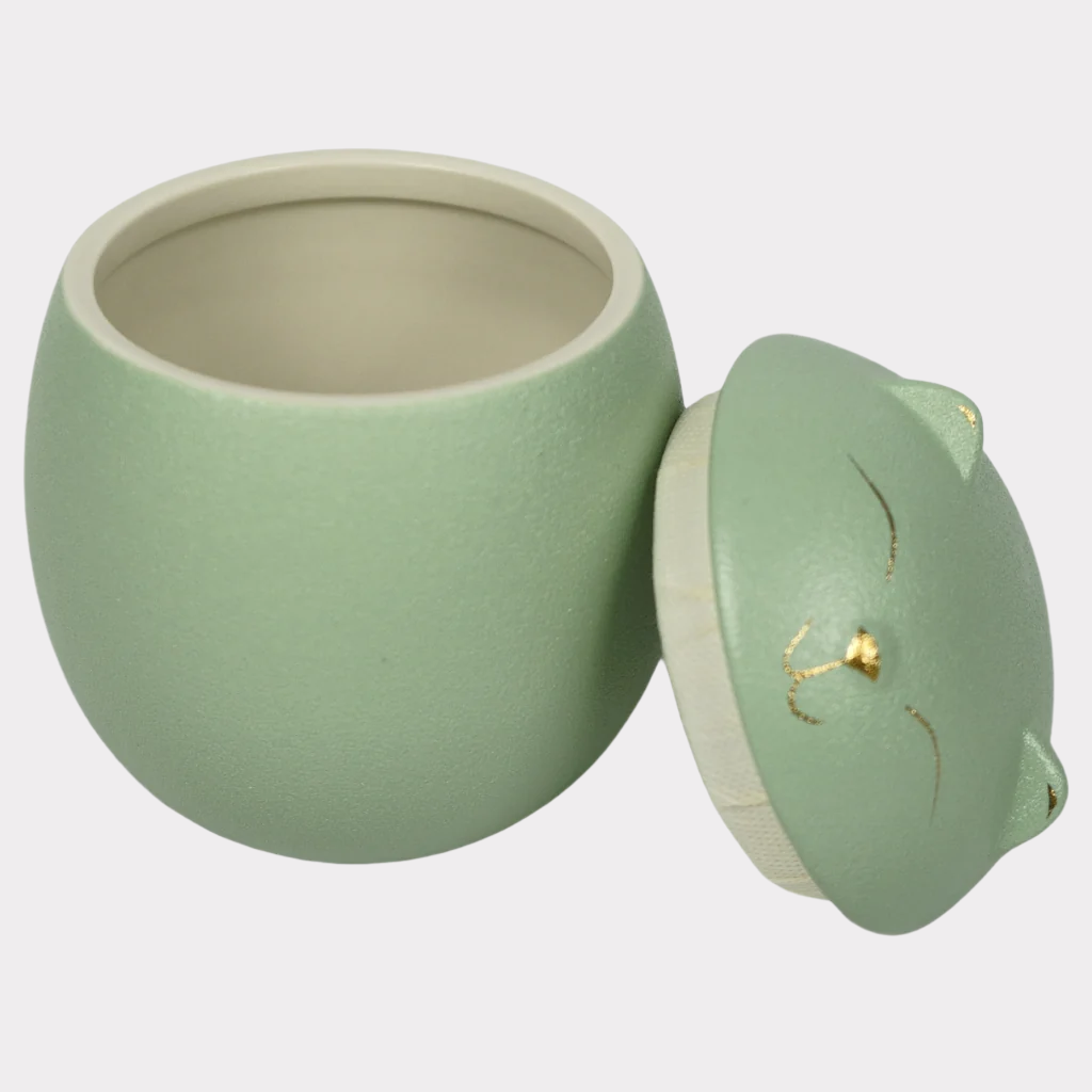 Kitty Ceramic Cremation Urn Green