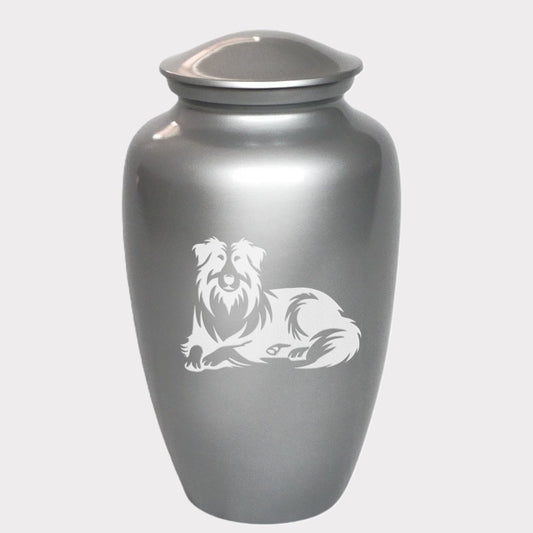 Laying Australian Shepherd Dog Cremation Urn