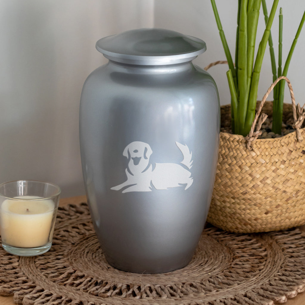 Laying Golden Retriever Dog Cremation Urn
