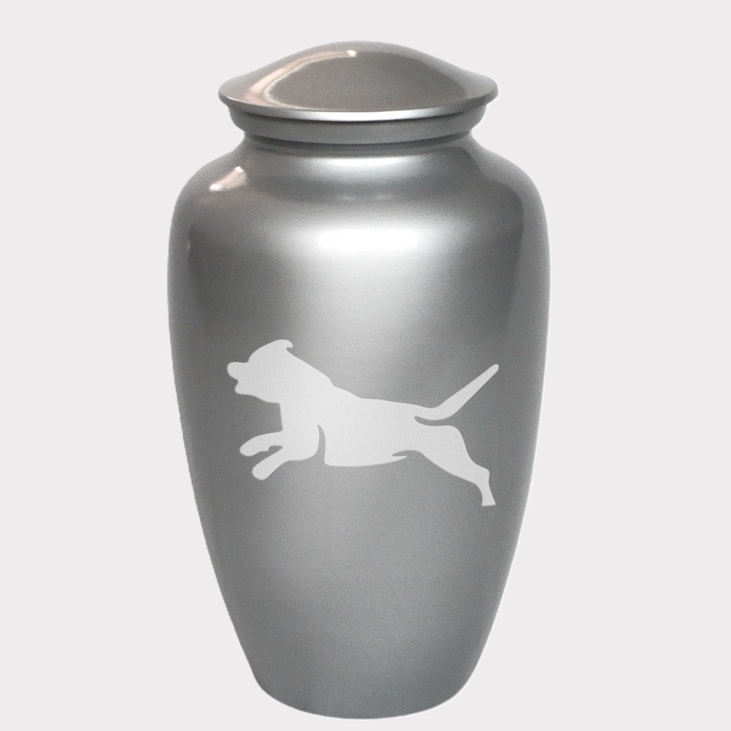 Leaping Staffordshire Bull Terrier Dog Cremation Urn