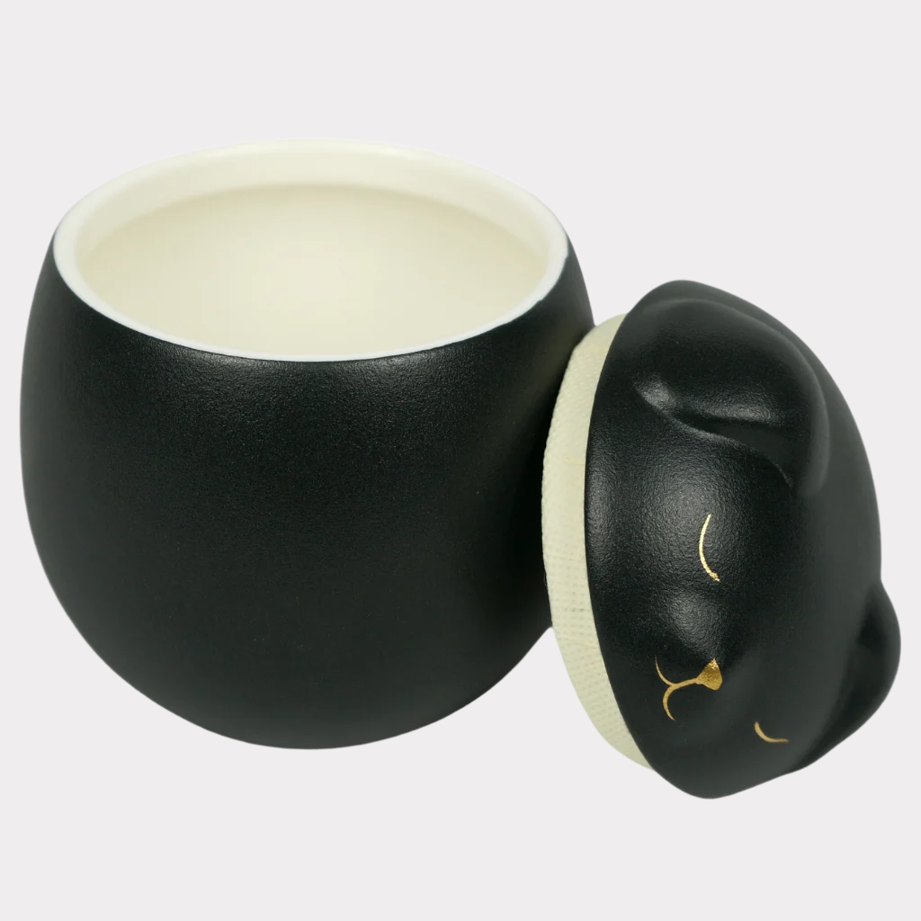 Black puppy ceramic urn