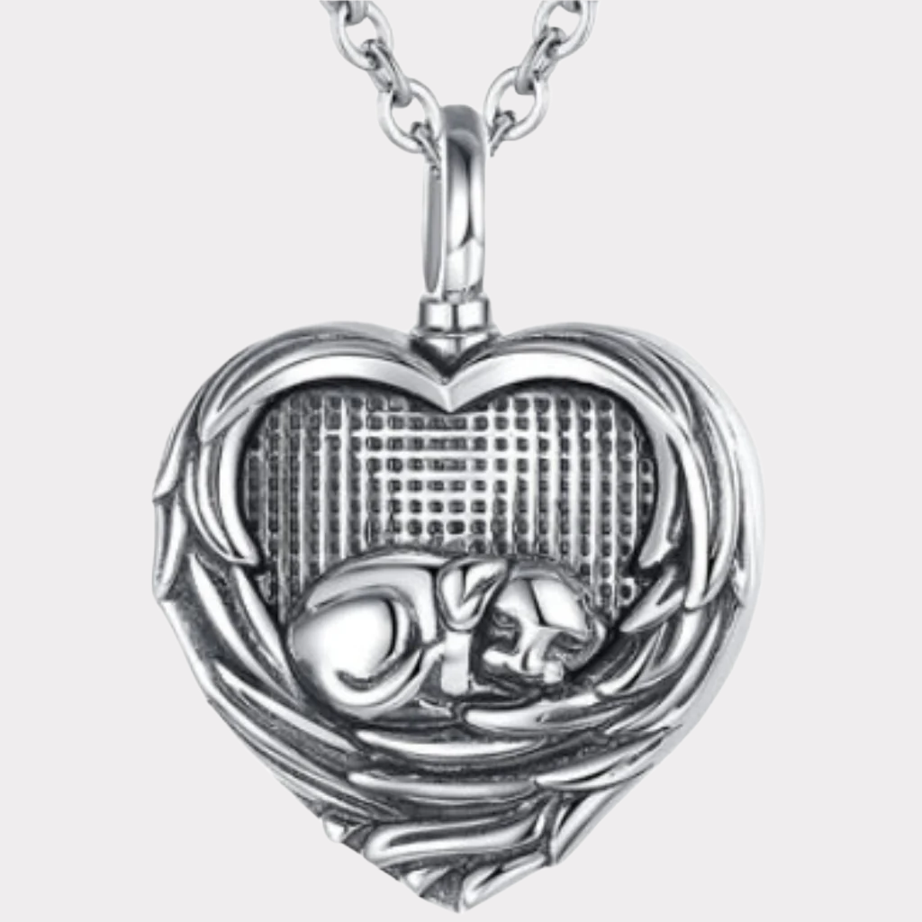 Resting Puppy Cremation Necklace