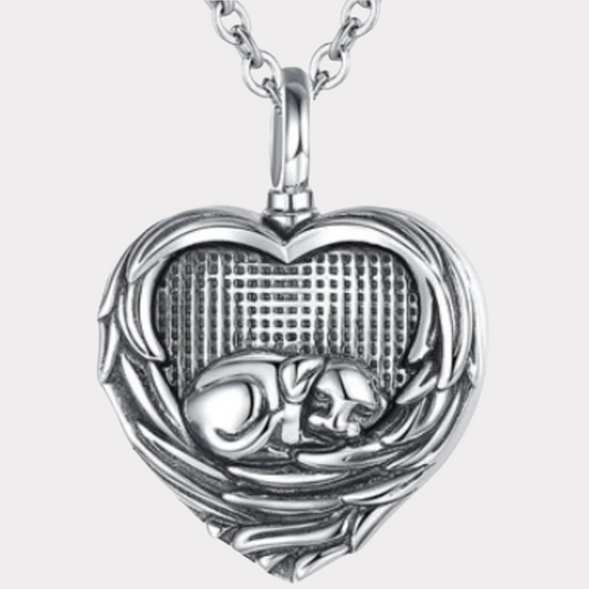 Resting Puppy Cremation Necklace