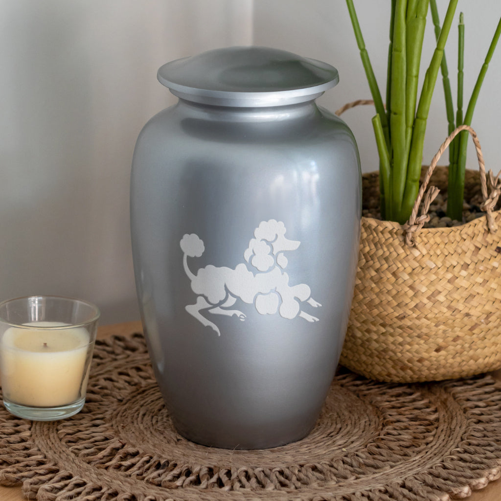 Resting Poodle Dog Cremation Urn