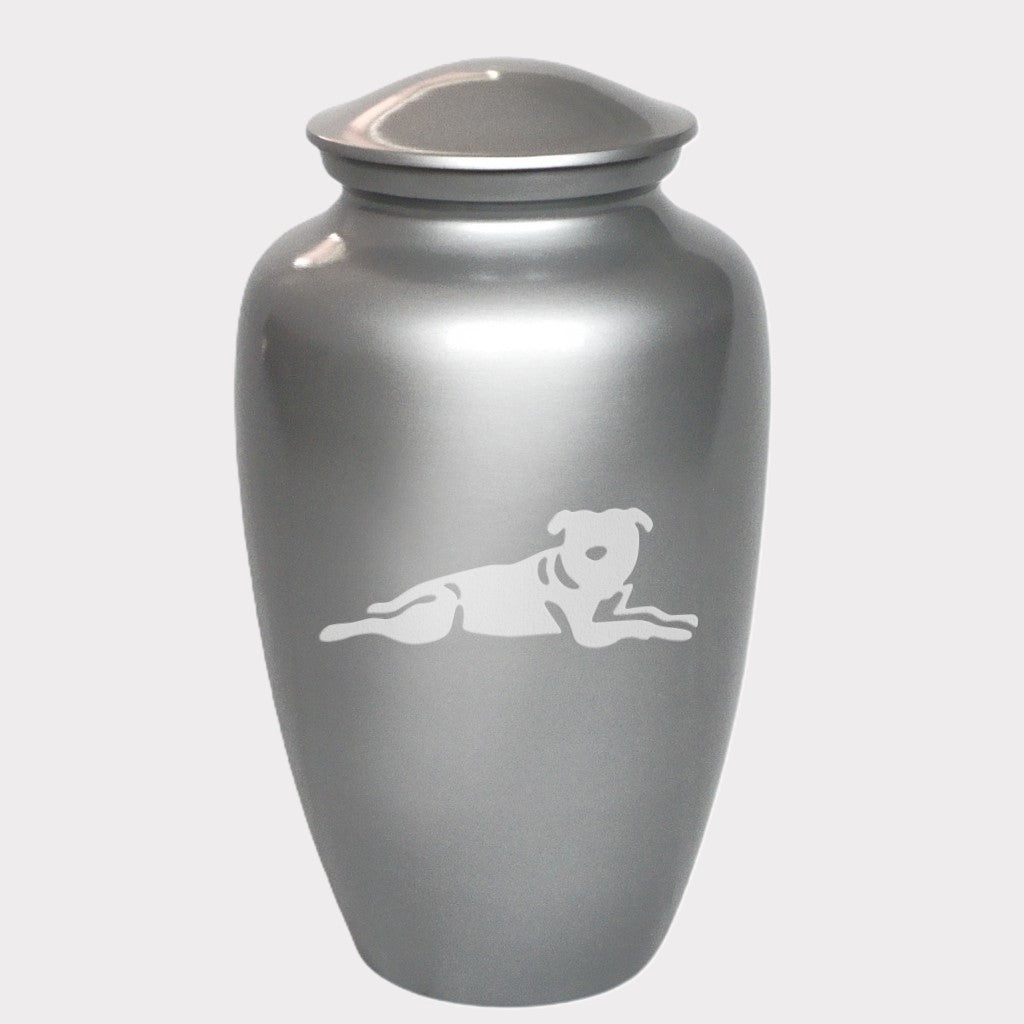 Resting Staffordshire Bull Terrier Dog Cremation Urn