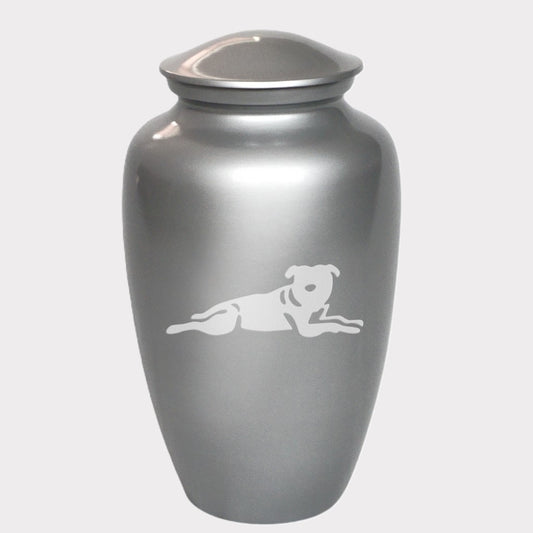 Resting Staffordshire Bull Terrier Dog Cremation Urn