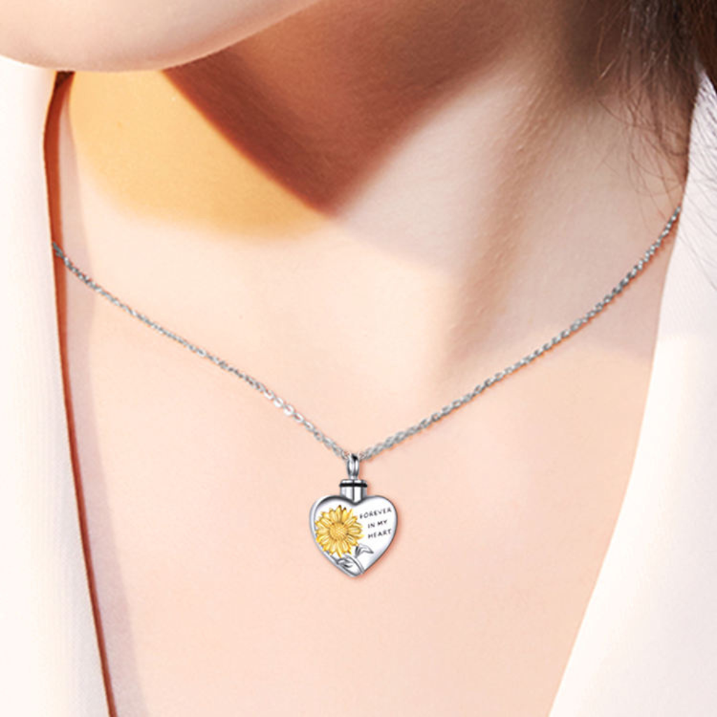 Rising Sunflower Cremation Necklace