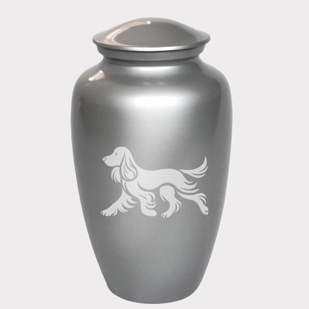 Running English Cocker Spaniel Dog Cremation Urn