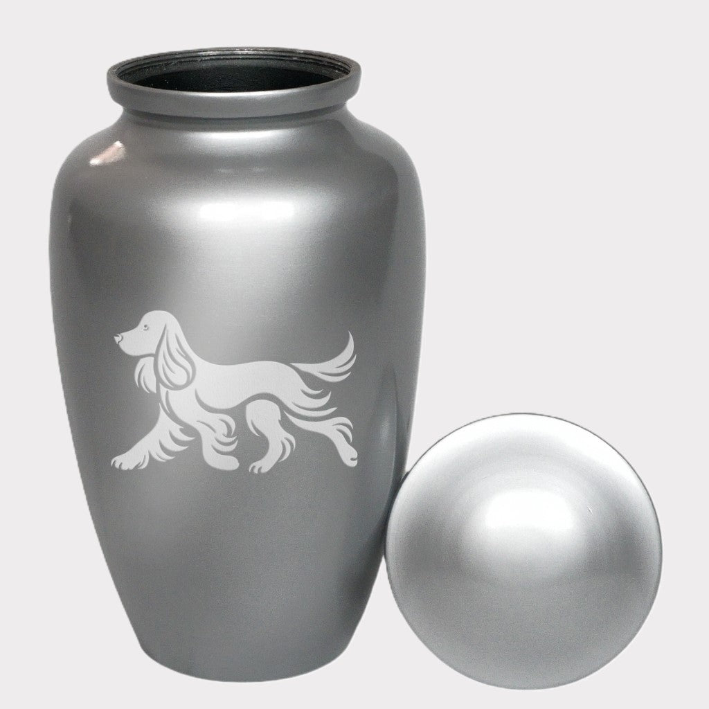 Running English Cocker Spaniel Dog Cremation Urn
