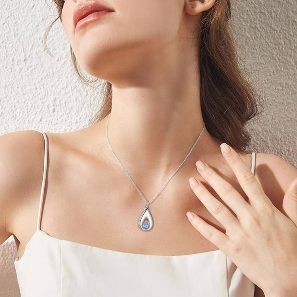 Sapphire Drop Cremation Necklace