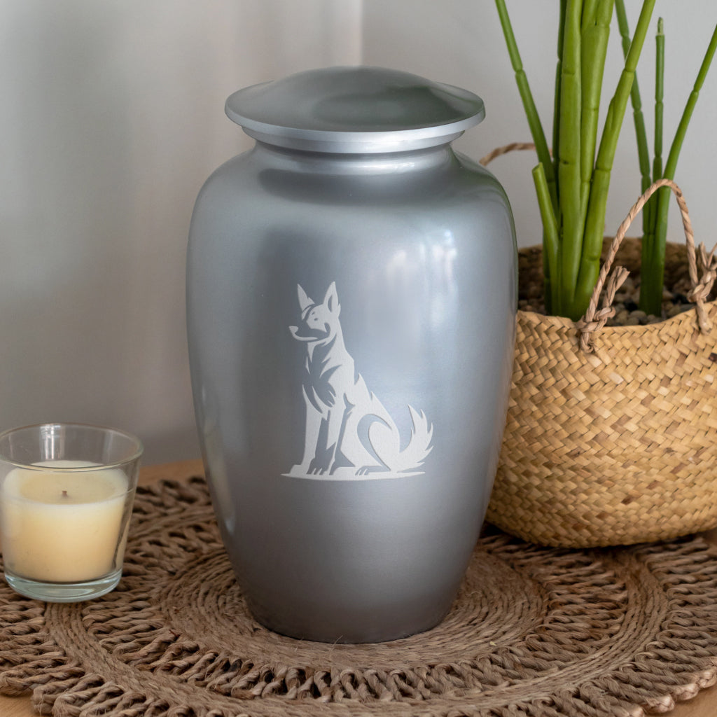 Sitting Australian Kelpie Dog Cremation Urn