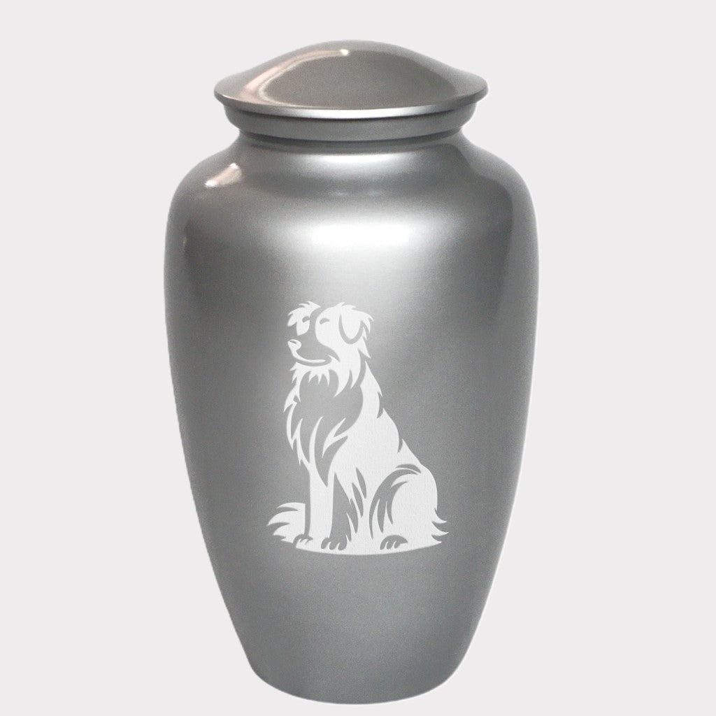 Sitting Australian Shepherd Dog Cremation Urn