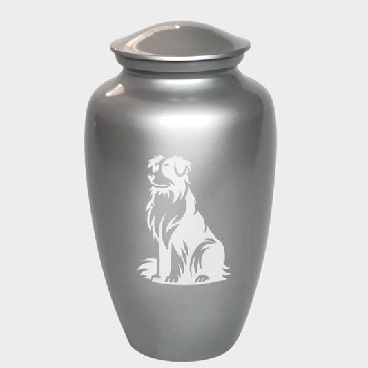 Sitting Australian Shepherd Dog Cremation Urn