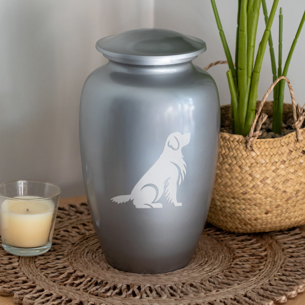 Sitting Golden Retriever Dog Cremation Urn