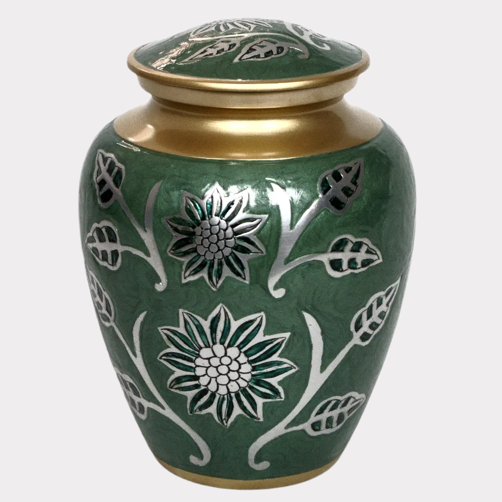 Turquoise Flowers Cremation Urn