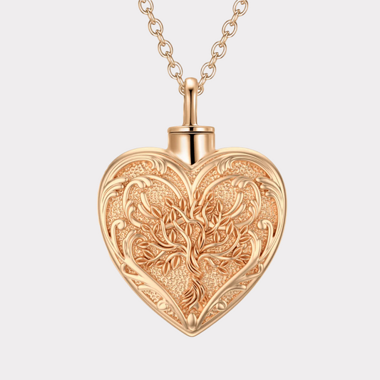 Verdant Heart Cremation Pendant Rose Gold