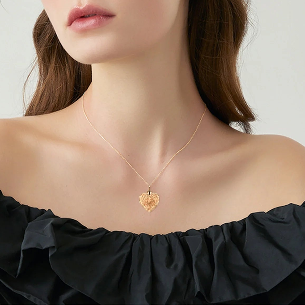 Verdant Heart Cremation Pendant Rose Gold