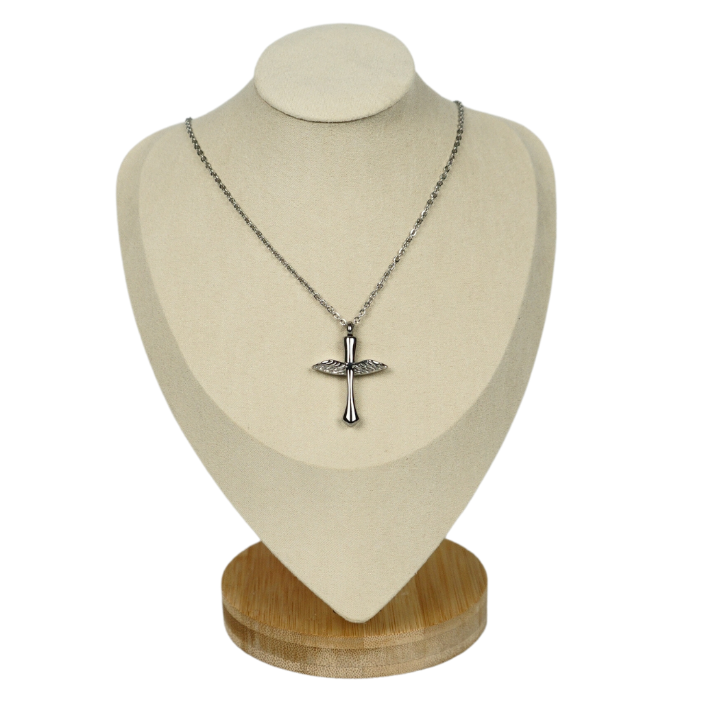 Winged Cross Cremation Pendant