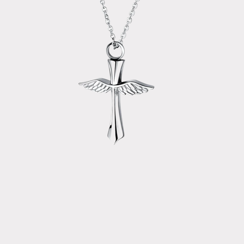 Winged Cross Cremation Pendant