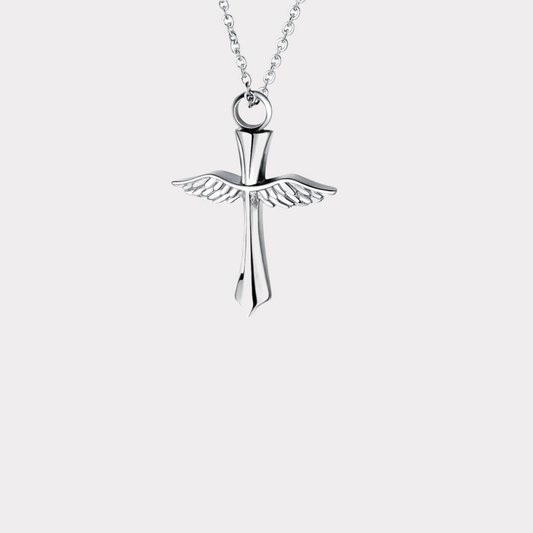 Winged Cross Cremation Pendant