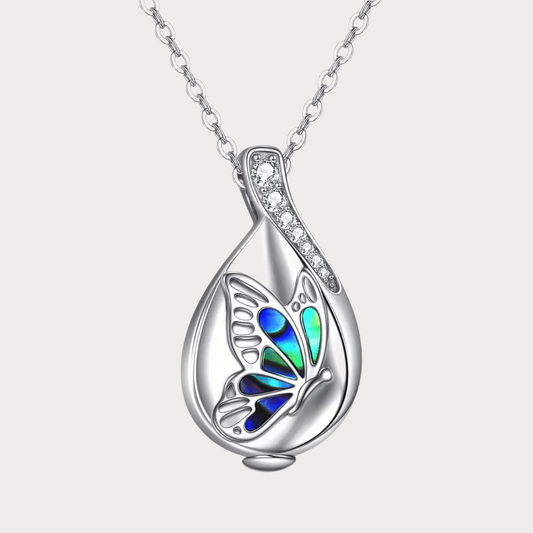 Abalone Butterfly Cremation Necklace