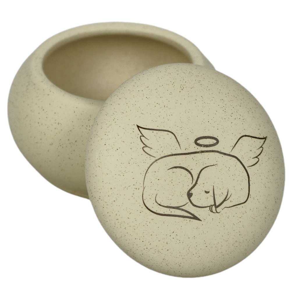 Angel Puppy Ceramic Keepsake Cremation Urn
