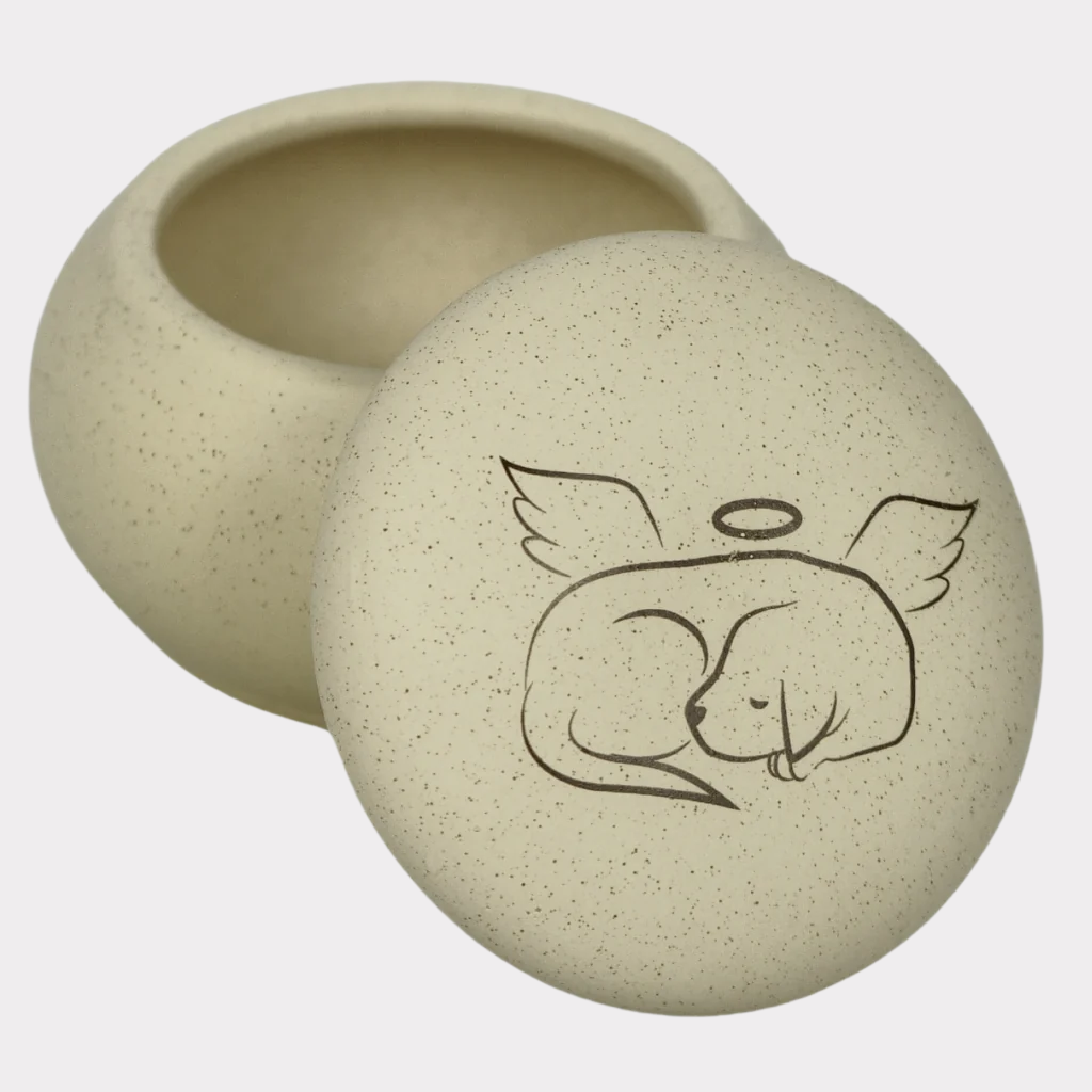 Angel Puppy Ceramic Keepsake Cremation Urn