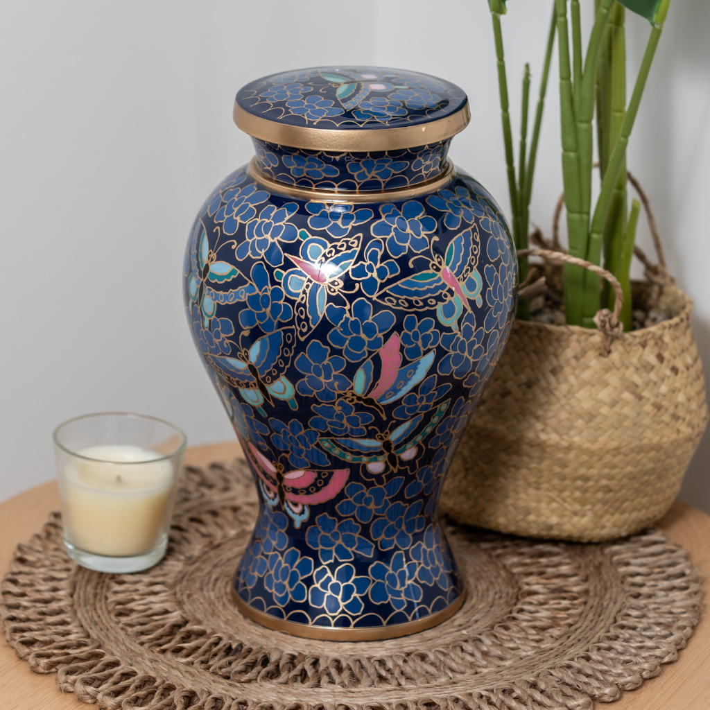 Cloisonné Butterfly Cremation Urn