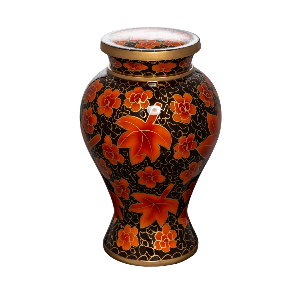 Cloisonné Leaves Cremation Urn