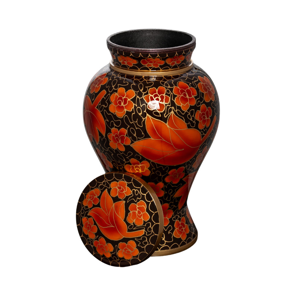 Cloisonné Leaves Cremation Urn