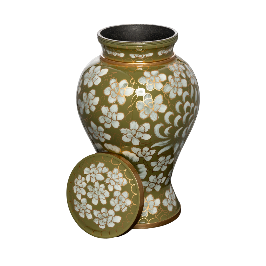 Cloisonné Lilies Cremation Urn