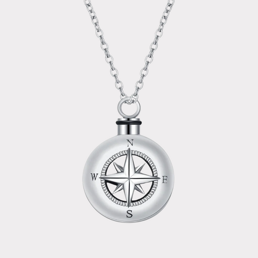 Compass Guide Cremation Necklace